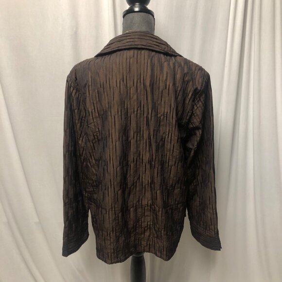 Focus Jacket Womens Size Large Brown Textured Button Up Shirt Office Travel - Picture 5 of 11